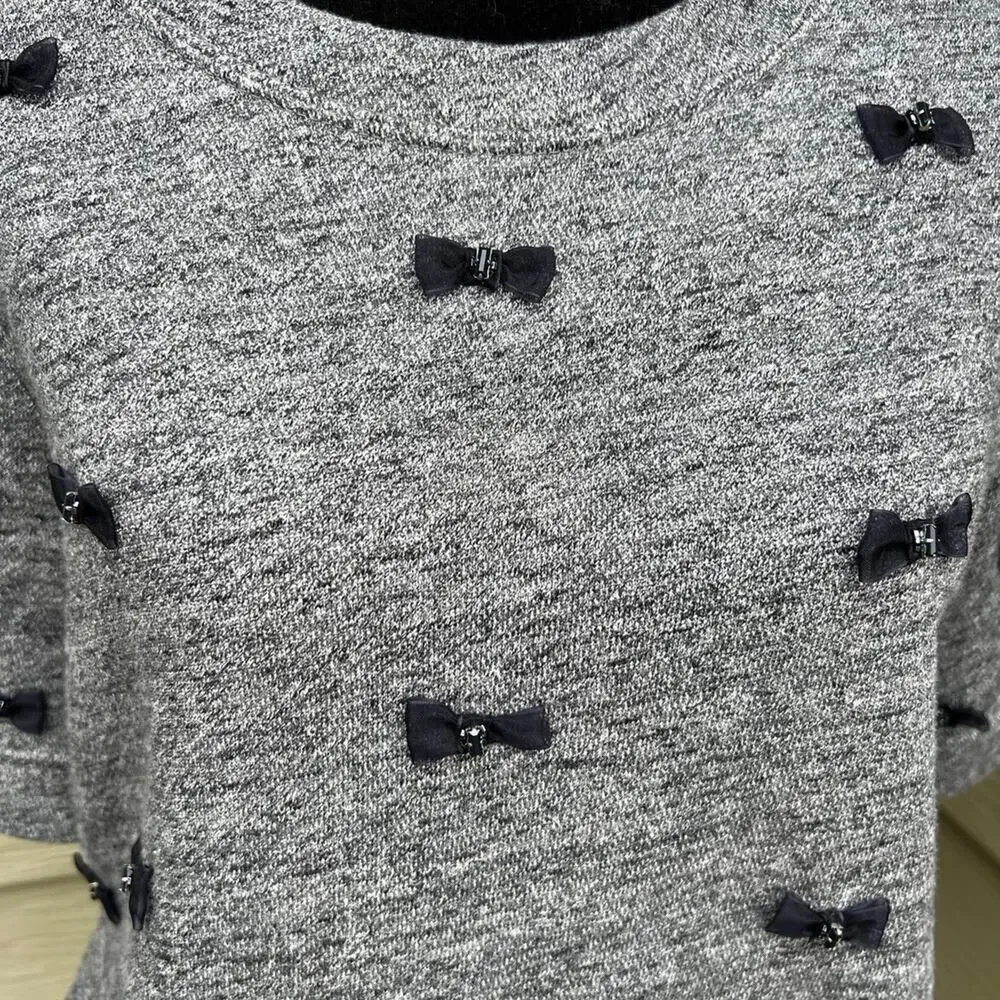 J. Crew Short Sleeve Crewneck Ribbon & Bows Sweatshirt, Women's size S